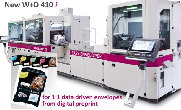 W+D offers fast delivery and special price + tax incentive for NEW 410 i  EASY ENVELOPER, W+D North America